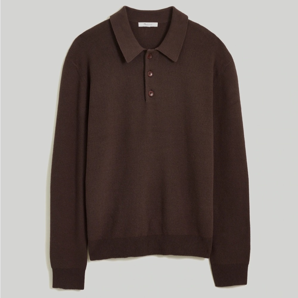 Madewell Ribbed Long-Sleeve Sweater Polo - Picture 6 of 7